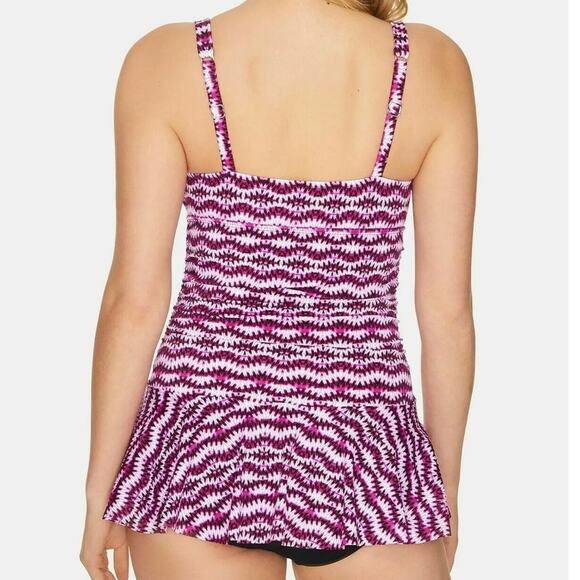 Swim Solutions Women's Purple/Black Spring Play 1 Piece Skater Swim Dress sz 10 - Picture 3 of 4